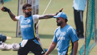 India's Rohit Sharma (L) and Virat Kohli during a practice session (PTI) India's Rohit Sharma (L) and Virat Kohli during a practice session (PTI)