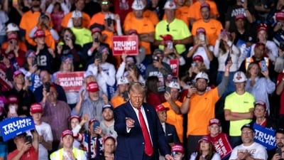 Former US President Donald Trump during his closing campaign event at Van Andel Arena in Grand Rapids, Michigan, US, (Bloomberg) Former US President Donald Trump during his closing campaign event at Van Andel Arena in Grand Rapids, Michigan, US, (Bloomberg)
