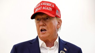 Donald Trump talks to reporters after casting their votes at the polling place in the Morton and Barbara Mandel Recreation Center on Election Day, on November 05, 2024 in Palm Beach, Florida. (Getty Images via AFP) Donald Trump talks to reporters after casting their votes at the polling place in the Morton and Barbara Mandel Recreation Center on Election Day, on November 05, 2024 in Palm Beach, Florida. (Getty Images via AFP)