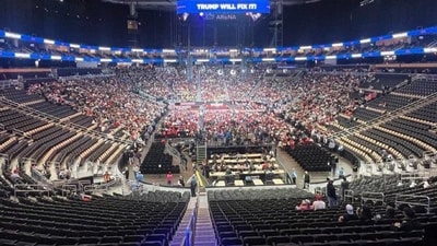A photo shared on Reddit shows empty seats at Donald Trump's final rally (Reddit) A photo shared on Reddit shows empty seats at Donald Trump's final rally (Reddit)
