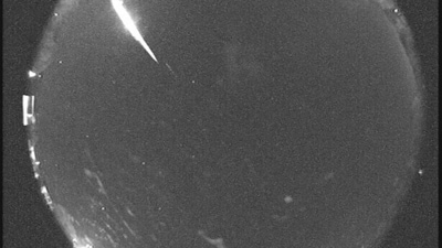 The image shows a Taurid fireball recorded at the NASA All Sky Fireball Network station in Tullahoma, Tenn in 2014. (ABC)