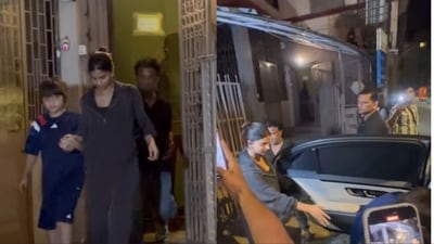 Suhana Khan and AbRam Khan were spotted a dubbing studio. Suhana Khan and AbRam Khan were spotted a dubbing studio.