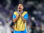 Al Hilal's Neymar during the warm-up before the match.
