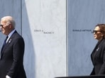 President Joe Biden and Democratic presidential nominee Vice President Kamala Harris arrive at the Flight 93 National Memorial on the 23rd anniversary of the Sept. 11, 2001 attacks in Shanksville (AP)