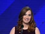 LGBT rights activist Sarah McBride addresses delegates on the fourth and final day of the Democratic National Convention. LGBT rights activist Sarah McBride addresses delegates on the fourth and final day of the Democratic National Convention.