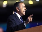 US Rep Raja Krishnamoorthi (D-IL) takes the stage on Day 4 of the Democratic National Convention (DNC) at the United Center in Chicago, Illinois, U.S., August 22, 2024. 