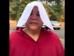 NJ mom votes in creepy Handmaid’s Tale outfit, reveals which candidate makes her feel threatened (New York Post screenshot) NJ mom votes in creepy Handmaid’s Tale outfit, reveals which candidate makes her feel threatened (New York Post screenshot)
