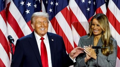 Former US President Donald Trump, left, and former US First Lady Melania Trump during an election night event at the Palm Beach Convention Center in West Palm Beach, Florida, US, on Wednesday, Nov. 6, 2024 (Eva Marie Uzcategui/Bloomberg) Former US President Donald Trump, left, and former US First Lady Melania Trump during an election night event at the Palm Beach Convention Center in West Palm Beach, Florida, US, on Wednesday, Nov. 6, 2024 (Eva Marie Uzcategui/Bloomberg)