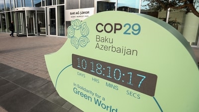 FILE PHOTO: A countdown display for the COP29 United Nations Climate Change Conference is set in Baku, Azerbaijan October 31, 2024. REUTERS/Aziz Karimov/File Photo (REUTERS)