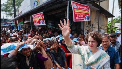 Congress leader Priyanka Gandhi Vadra campaigns for the Wayanad Lok Sabha by-election. (ANI PHOTO) Congress leader Priyanka Gandhi Vadra campaigns for the Wayanad Lok Sabha by-election. (ANI PHOTO)
