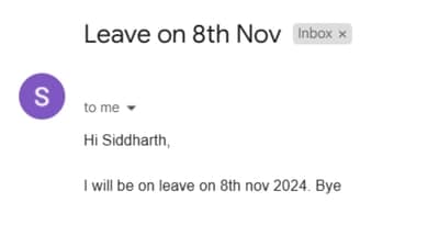 A Gen Z employee's leave application has polarised opinion online (X/@siddharthshahx) A Gen Z employee's leave application has polarised opinion online (X/@siddharthshahx)