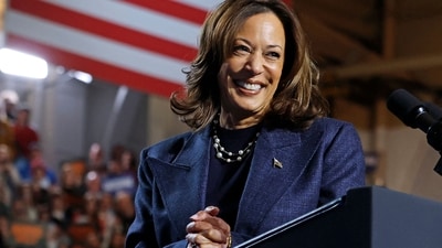 US Vice President and Democratic presidential nominee Kamala Harris smiles during a campaign rally at Michigan State University's Jenison Field House in East Lansing, Michigan, on November 3, 2024. (AFP) US Vice President and Democratic presidential nominee Kamala Harris smiles during a campaign rally at Michigan State University's Jenison Field House in East Lansing, Michigan, on November 3, 2024. (AFP)