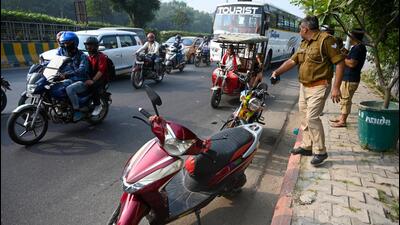 The electric scooter and the errant traveller bus at the accident spot near Mahamaya flyover in Noida on Wednesday morning. Following the accident, traffic on the stretch from Kalindi Kunj to Okhla Bird Sanctuary was jammed for a while until the police arrived and removed both vehicles. (Sunil Ghosh/HT Photo) The electric scooter and the errant traveller bus at the accident spot near Mahamaya flyover in Noida on Wednesday morning. Following the accident, traffic on the stretch from Kalindi Kunj to Okhla Bird Sanctuary was jammed for a while until the police arrived and removed both vehicles. (Sunil Ghosh/HT Photo)