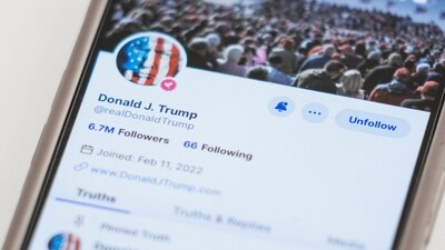 The Truth Social account for former President Donald Trump is seen on a mobile device. (John Minchillo/AP) The Truth Social account for former President Donald Trump is seen on a mobile device. (John Minchillo/AP)