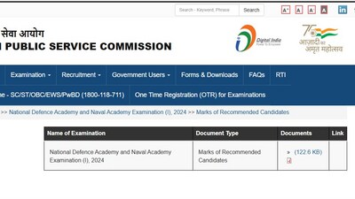 UPSC NDA, NA (I) Results 2024: Marks of recommended candidates are out at upsc.gov.in. UPSC NDA, NA (I) Results 2024: Marks of recommended candidates are out at upsc.gov.in.