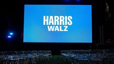 The election watch party at Kamala Harris' alma mater Howard University was left empty as the results tipped in the favour of her rival Donald Trump. (Getty Images via AFP)