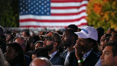 Supporters watch election results as they attend an election night event for US Vice President and Democratic presidential candidate Kamala Harris at Howard University in Washington, DC, on November 5, 2024. (AFP) Supporters watch election results as they attend an election night event for US Vice President and Democratic presidential candidate Kamala Harris at Howard University in Washington, DC, on November 5, 2024. (AFP)