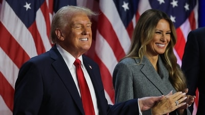 Republican presidential nominee and former U.S. President Donald Trump smiles accompanied by Melania Trump, after speaking following early results from the 2024 U.S. presidential election in Palm Beach County Convention Center, in West Palm Beach, Florida, U.S., November 6, 2024. REUTERS/Carlos Barria (REUTERS)