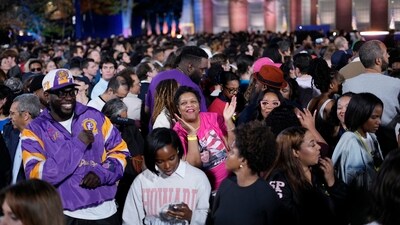 Supporters dancing to music during an election night campaign watch party for Democratic presidential nominee Vice President Kamala Harris on Tuesday, Nov. 5, 2024, on the campus of Howard University in Washington. (AP) Supporters dancing to music during an election night campaign watch party for Democratic presidential nominee Vice President Kamala Harris on Tuesday, Nov. 5, 2024, on the campus of Howard University in Washington. (AP)