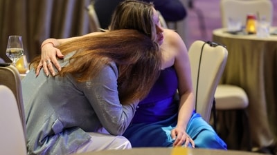 Guests react at the Nevada Democratic Party's election results watch party after Pennsylvania was called for Donald Trump (Getty Images via AFP)