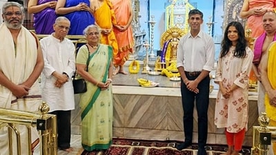 Rishi Sunak’s in-laws, NR Narayana Murthy and Sudha Murthy, were also seen along with the couple, and all offered prayers in the mutt Rishi Sunak’s in-laws, NR Narayana Murthy and Sudha Murthy, were also seen along with the couple, and all offered prayers in the mutt