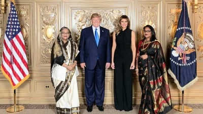 A file photo of Sheikh Hasina with Donald Trump (Awami League/X) A file photo of Sheikh Hasina with Donald Trump (Awami League/X)