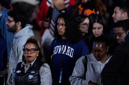 Supporters of Democratic presidential nominee Vice President Kamala Harris leave an election night campaign watch party after it was announced that she would not speak on Wednesday, Nov. 6, 2024, on the campus of Howard University in Washington. (AP Photo/J. Scott Applewhite) (AP) Supporters of Democratic presidential nominee Vice President Kamala Harris leave an election night campaign watch party after it was announced that she would not speak on Wednesday, Nov. 6, 2024, on the campus of Howard University in Washington. (AP Photo/J. Scott Applewhite) (AP)