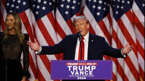 US President-elect Donald Trump speaks during an election night event at the Palm Beach Convention Center on November 6. (Getty Images via AFP)