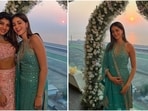 At her cousin's engagement, Ananya Panday wore a beautiful aqua blue kurta designed by Rohit Bal.