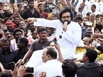 Andhra Pradesh deputy chief minister Pawan Kalyan addresses a gathering.