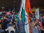 A massive crowd gather outside Hindu Sabha Mandir in solidarity with the temple and the community after the Khalistani attack. A massive crowd gather outside Hindu Sabha Mandir in solidarity with the temple and the community after the Khalistani attack.