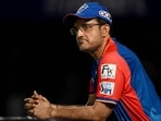 Delhi Capitals's mentor Sourav Ganguly reacts during the Indian Premier League (IPL) Twenty20 cricket match