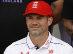England's James Anderson poses for a team group photo ahead of the Test series