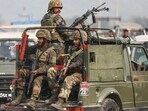 Jammu: Army personnel keep vigil near the site after terrorists fired at an ambulance that was part of an Army convoy passing through a village near the LoC in Akhnoor sector of Jammu and Kashmir on Monday. (PTI) Jammu: Army personnel keep vigil near the site after terrorists fired at an ambulance that was part of an Army convoy passing through a village near the LoC in Akhnoor sector of Jammu and Kashmir on Monday. (PTI)