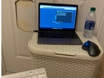 Polymarket CEO Shayne Coplan shared a photo of his makeshift bathroom office from 2020. 