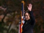 US Vice-President Democratic presidential candidate Kamala Harris waves at supporters after delivering her concession speech at Howard University in Washington, DC, on Wednesday. (AFP)