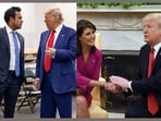 Vivek Ramaswamy and Nikki Haley with Donald Trump.