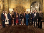 Elon Musk and his son X Æ A-Xii (second right) pose with Trump's family. 