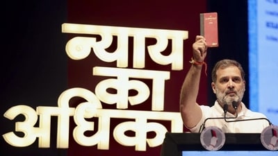 **EDS: IMAGE VIA INC** Nagpur: Leader of Opposition in Lok Sabha Rahul Gandhi addresses ‘Samvidhan Samman Sammelan’, in Nagpur, Wednesday, Nov. 6, 2024. (PTI Photo) **EDS: IMAGE VIA INC** Nagpur: Leader of Opposition in Lok Sabha Rahul Gandhi addresses ‘Samvidhan Samman Sammelan’, in Nagpur, Wednesday, Nov. 6, 2024. (PTI Photo)