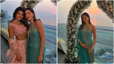 At her cousin's engagement, Ananya Panday wore a beautiful aqua blue kurta designed by Rohit Bal. (Instagram/@ananyapanday) At her cousin's engagement, Ananya Panday wore a beautiful aqua blue kurta designed by Rohit Bal. (Instagram/@ananyapanday)