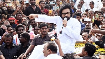 Andhra Pradesh deputy chief minister Pawan Kalyan addresses a gathering. (ANI) Andhra Pradesh deputy chief minister Pawan Kalyan addresses a gathering. (ANI)