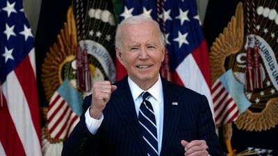 President Joe Biden after speaking in the Rose Garden of the White House in Washington. (AP) President Joe Biden after speaking in the Rose Garden of the White House in Washington. (AP)