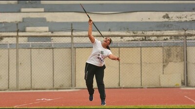 An athlete in action during javelin event at Khedan Watan Punjab Diyan in Ludhiana on Thursday. (Manish/Hindustan Times) An athlete in action during javelin event at Khedan Watan Punjab Diyan in Ludhiana on Thursday. (Manish/Hindustan Times)