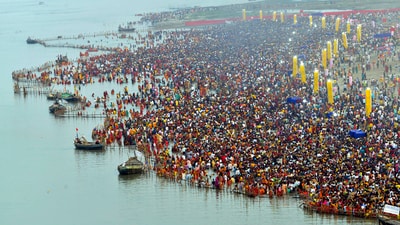 Devotees during Chhath Puja festival, at the Ganga Ghat in Patna. Offering prayers to the sun as it sets and rises is a key ritual. (PTI) Devotees during Chhath Puja festival, at the Ganga Ghat in Patna. Offering prayers to the sun as it sets and rises is a key ritual. (PTI)
