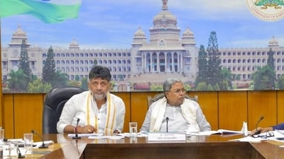 Chief minister Siddaramaiah along with deputy CM DK Shivakumar. (PTI)