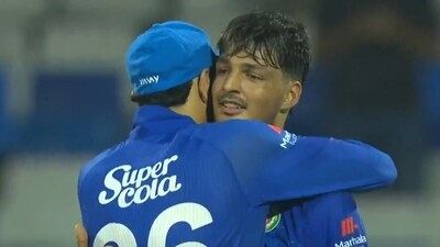 Allah Ghazanfar during the match against Bangladesh (X) Allah Ghazanfar during the match against Bangladesh (X)