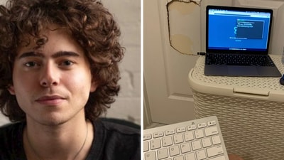 Polymarket CEO Shayne Coplan shared a photo of his makeshift bathroom office from 2020. (X/@shayne_coplan) Polymarket CEO Shayne Coplan shared a photo of his makeshift bathroom office from 2020. (X/@shayne_coplan)