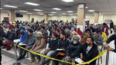 Seniors at the consular camp at the Hindu Sabha Mandir in Brampton, Ontario, Canada on Sunday. (Credit: Indian High Commission, Ottawa) Seniors at the consular camp at the Hindu Sabha Mandir in Brampton, Ontario, Canada on Sunday. (Credit: Indian High Commission, Ottawa)