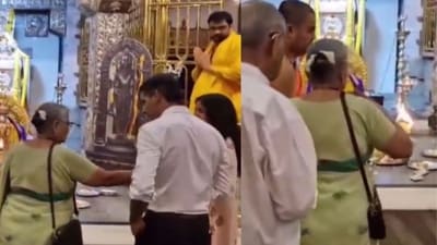 Sudha Murty, along with Narayan Murthy, Rishi Sunak, and Akshata Murty, visited Raghavendra Swamy Mutt in Bengaluru. (X/@PTI_News) Sudha Murty, along with Narayan Murthy, Rishi Sunak, and Akshata Murty, visited Raghavendra Swamy Mutt in Bengaluru. (X/@PTI_News)