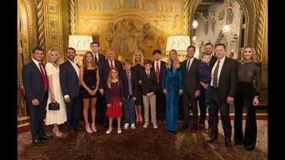 Elon Musk features in Donald Trump's family photo, netizens ask, ‘Where is Melania?’ (@KaiTrumpGolfs/X) Elon Musk features in Donald Trump's family photo, netizens ask, ‘Where is Melania?’ (@KaiTrumpGolfs/X)